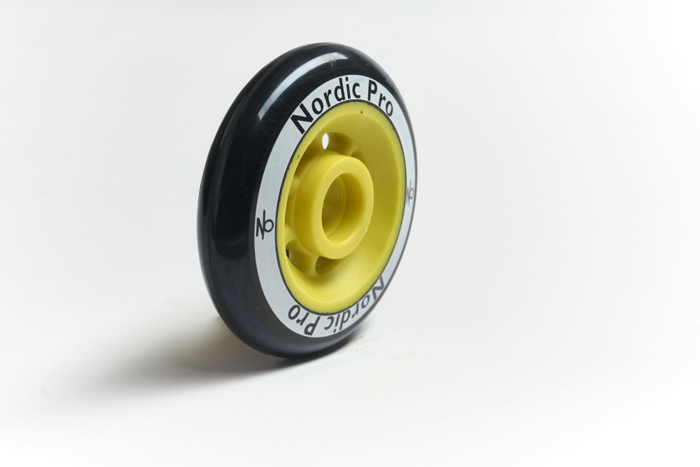 Bild, Skirollerrad (Skating) mit Kunstofffelge in der Farbe gelb